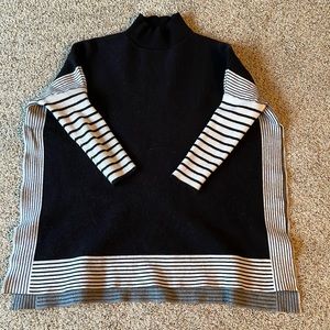 Chicwish Lie in Black Fields Striped Oversized Knit Cape Sweater